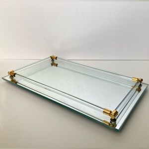 Studiohome Fine Mirror Tray Vanity/Serving Tray with Crystal Border